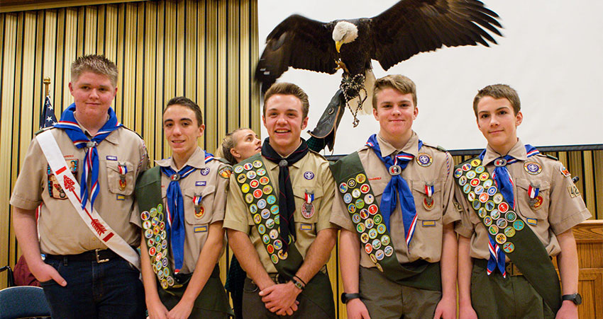 Eagle Scouts with Bald Eagle